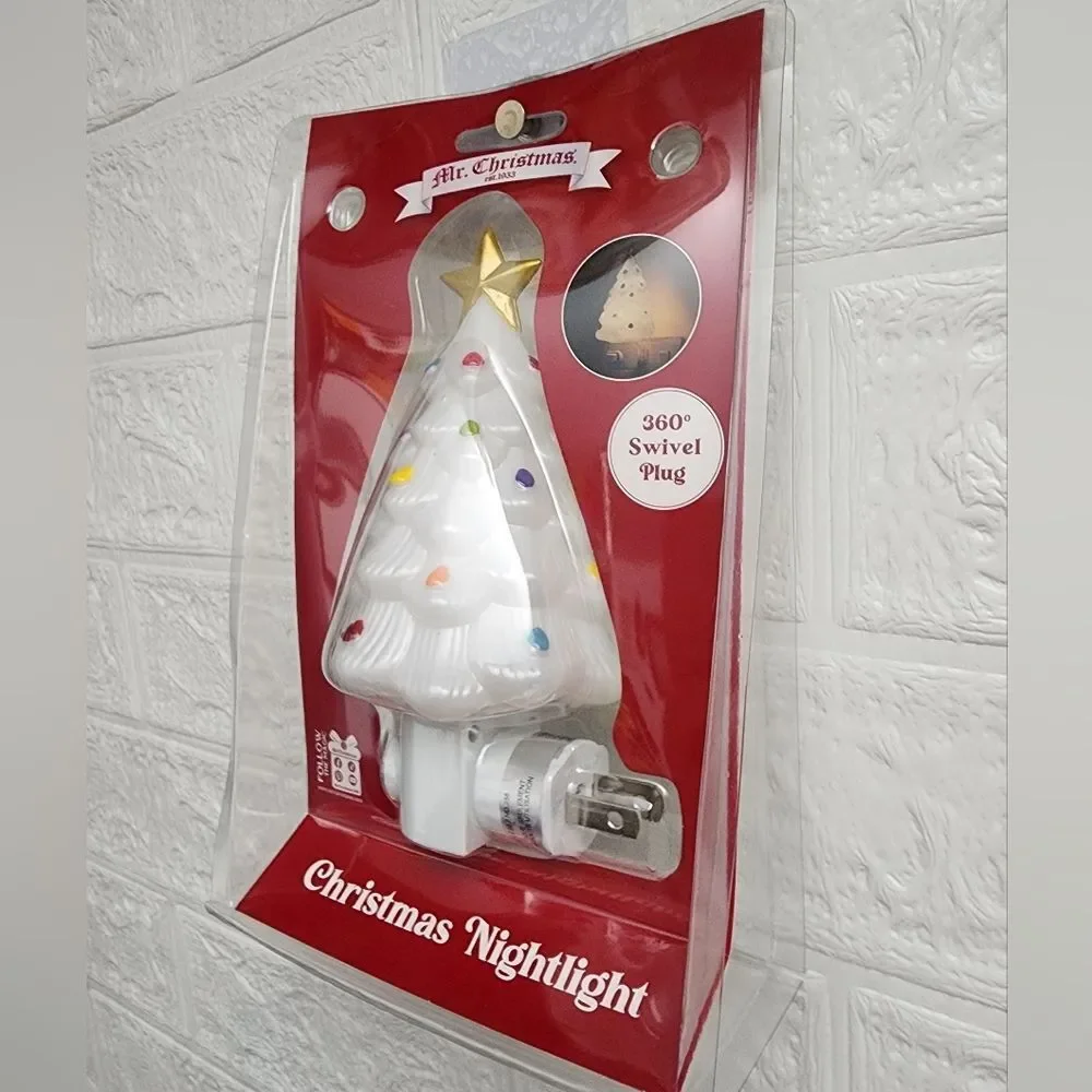 Mr. Christmas Decorative Christmas White Tree Nightlight, New